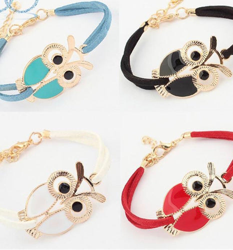 SUSENSTONE New vintage Owl  Leather Bracelets