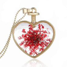 Load image into Gallery viewer, Dry Flower Heart Glass Wishing Bottle Necklace