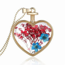 Load image into Gallery viewer, Dry Flower Heart Glass Wishing Bottle Necklace