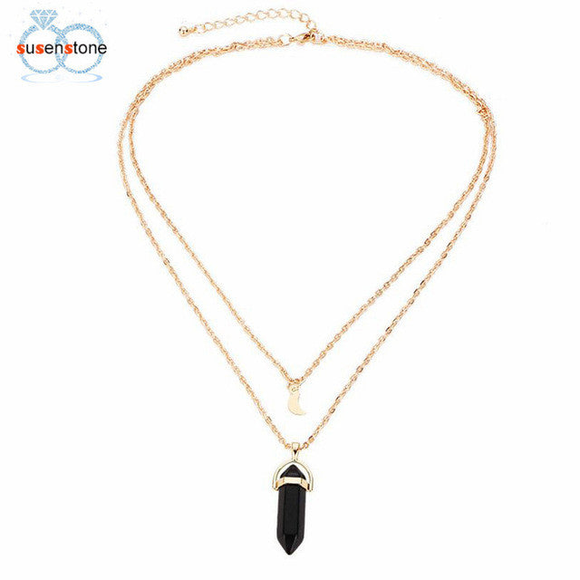 Multilayer Irregular Crystal Necklace