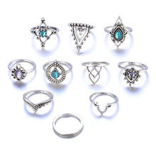 Load image into Gallery viewer, 10pcs/Set Bohemian Vintage Silver Stack Rings