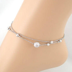 Frosted Double Chain Large Ball Anklet