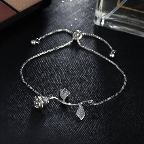 Rose Flower Charm Bracelet