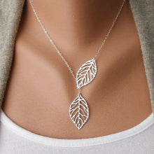 Load image into Gallery viewer, Simple Metal Double Leaf Necklace