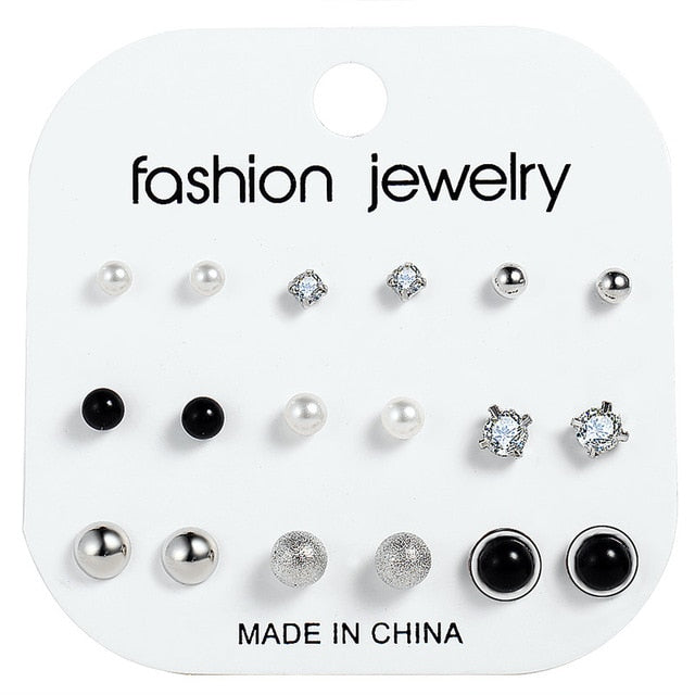 Fashion Crystal Infinite Stud Earrings Set