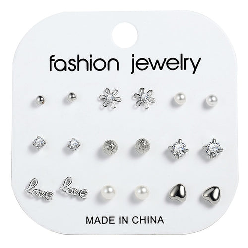 Fashion Crystal Infinite Stud Earrings Set