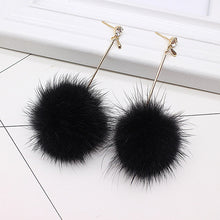 Load image into Gallery viewer, Cute Rabbit Fur Ball PomPom Long Drop Earrings