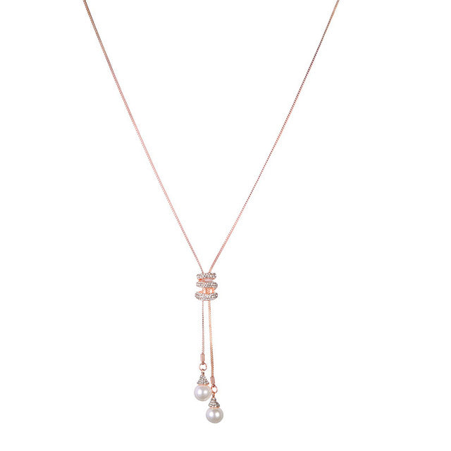 Vintage Pearl Crystal Chain Necklace