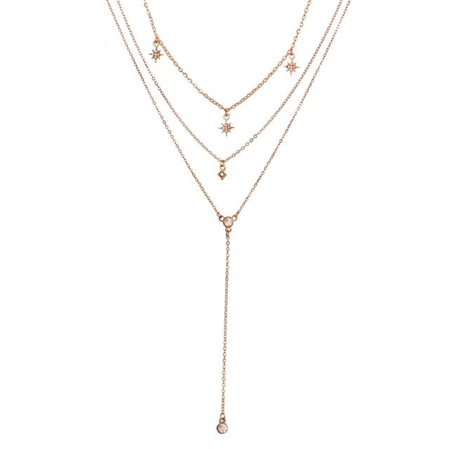 Classic Star Crystal Multilayer Necklace