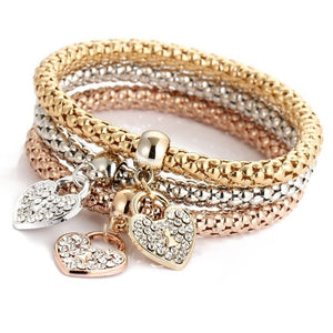 3Pcs/Set Fashion  Key Lock Elastic Charm Bracelets