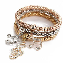 Load image into Gallery viewer, 3Pcs/Set Fashion  Key Lock Elastic Charm Bracelets