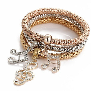 3Pcs/Set Fashion  Key Lock Elastic Charm Bracelets