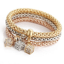 Load image into Gallery viewer, 3Pcs/Set Fashion  Key Lock Elastic Charm Bracelets