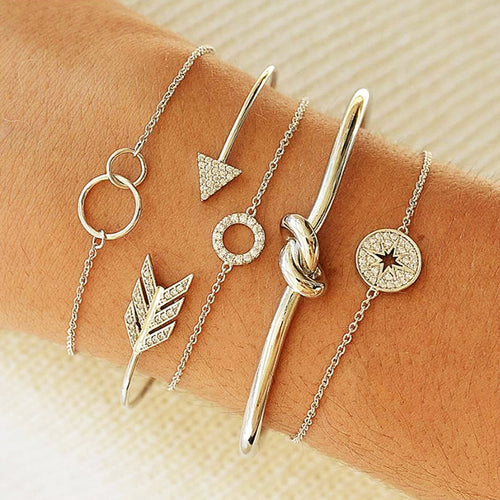 5 Pcs  Bohemian Multilayer Bracelet Set