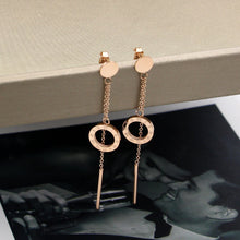 Load image into Gallery viewer, Long Pole Roman Numeral Drop Earrings