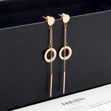 Load image into Gallery viewer, Long Pole Roman Numeral Drop Earrings