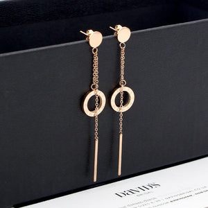 Long Pole Roman Numeral Drop Earrings